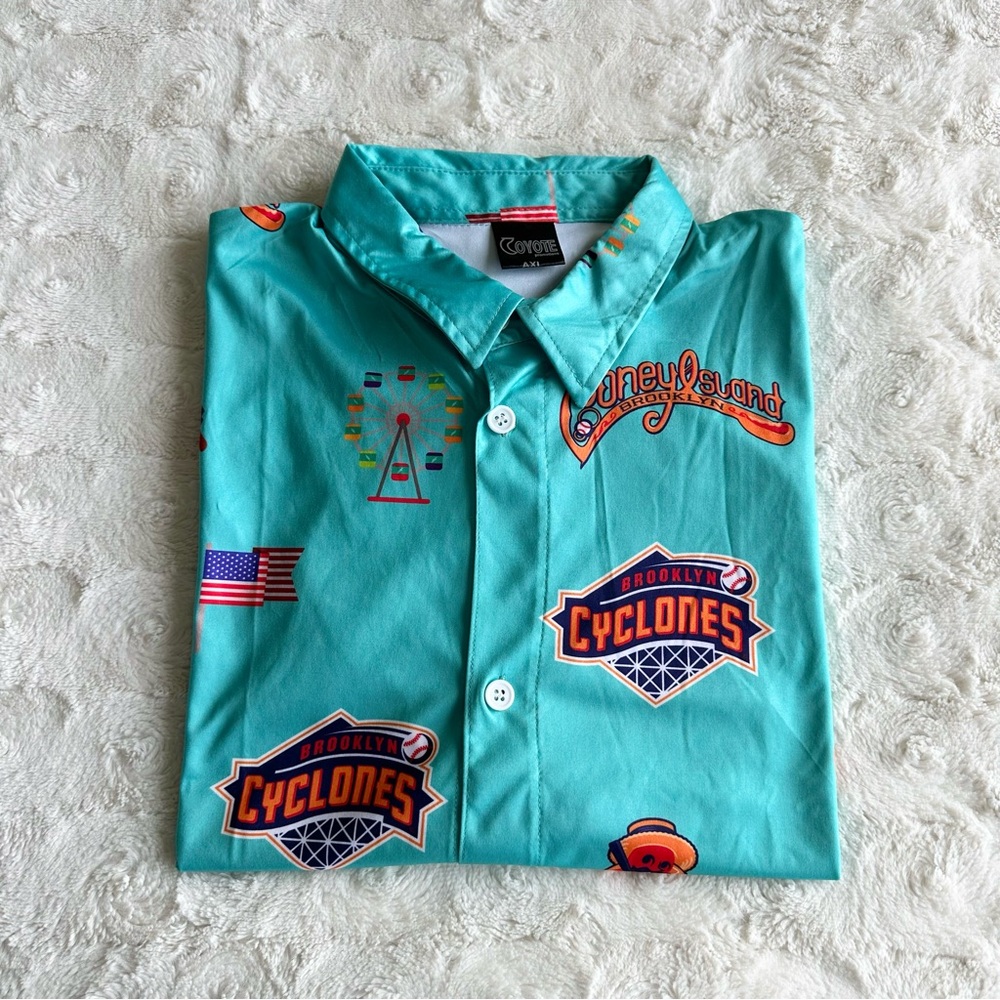 Brooklyn Cyclones Shirt Adult XL Teal July 4th Hot Dog Coney Island Baseball SGA